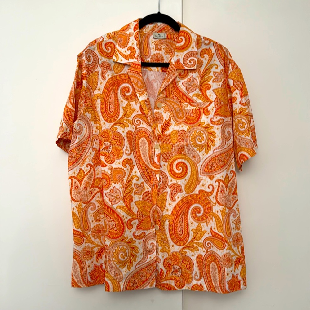 Etro classic paisley shirt in orange size 46 (large)
